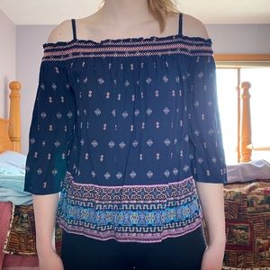 Off the shoulder long sleeve.